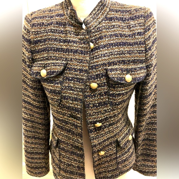 Multicolored Metallic Tweed Jacket with Jewel Buttons - Picture 1 of 3